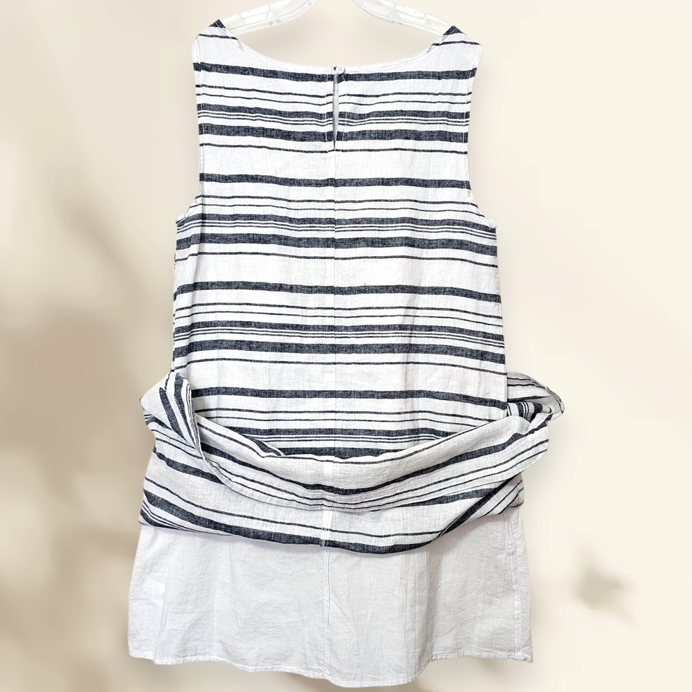 NWT Beach Lunch Lounge Dress Women’s Small White Blue‎ Stripe Alina Linen Blend - Picture 4 of 5